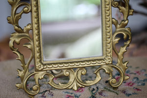 Antique Cast Iron Victorian Bronze Mirror / Frame