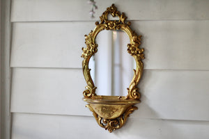 Antique Florentine Syroco Framed Mirror Shelf