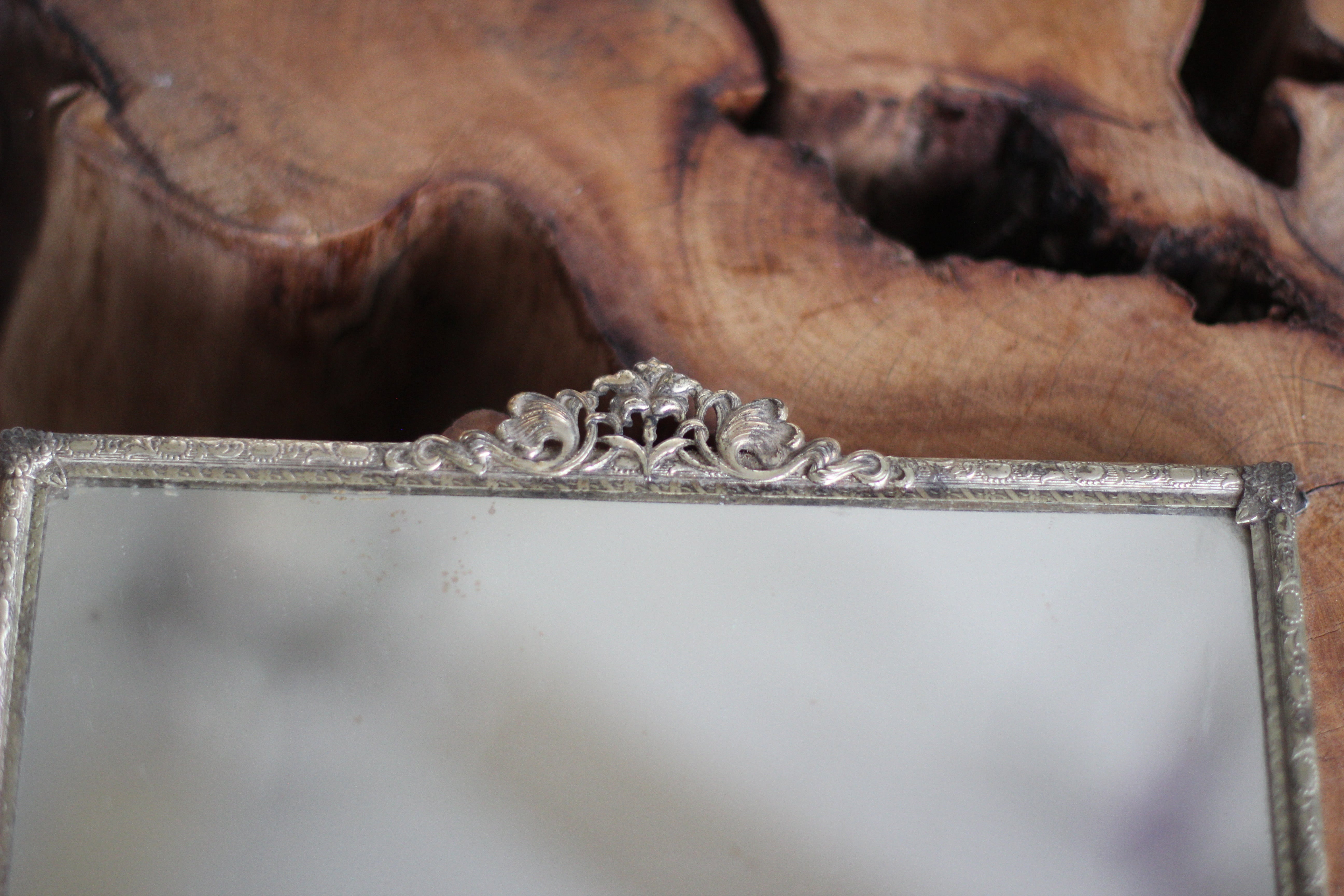 Antique Rectangle Filigree Mirror Tray