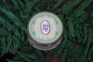 Antique Floral Mint Green Glass Jar