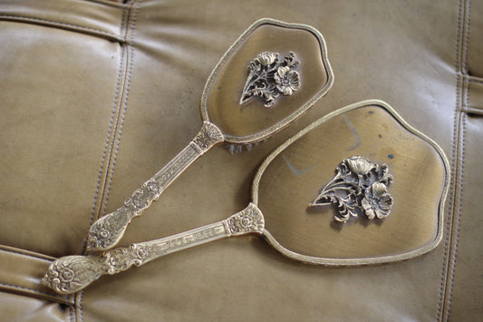 Antique Gold Floral Dogwood Vanity Set