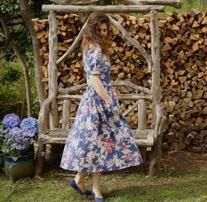 Vintage Floral Navy Laura Ashley Dress