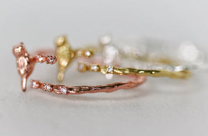 Birds Sitting on a Branch w/ Crystals Ring