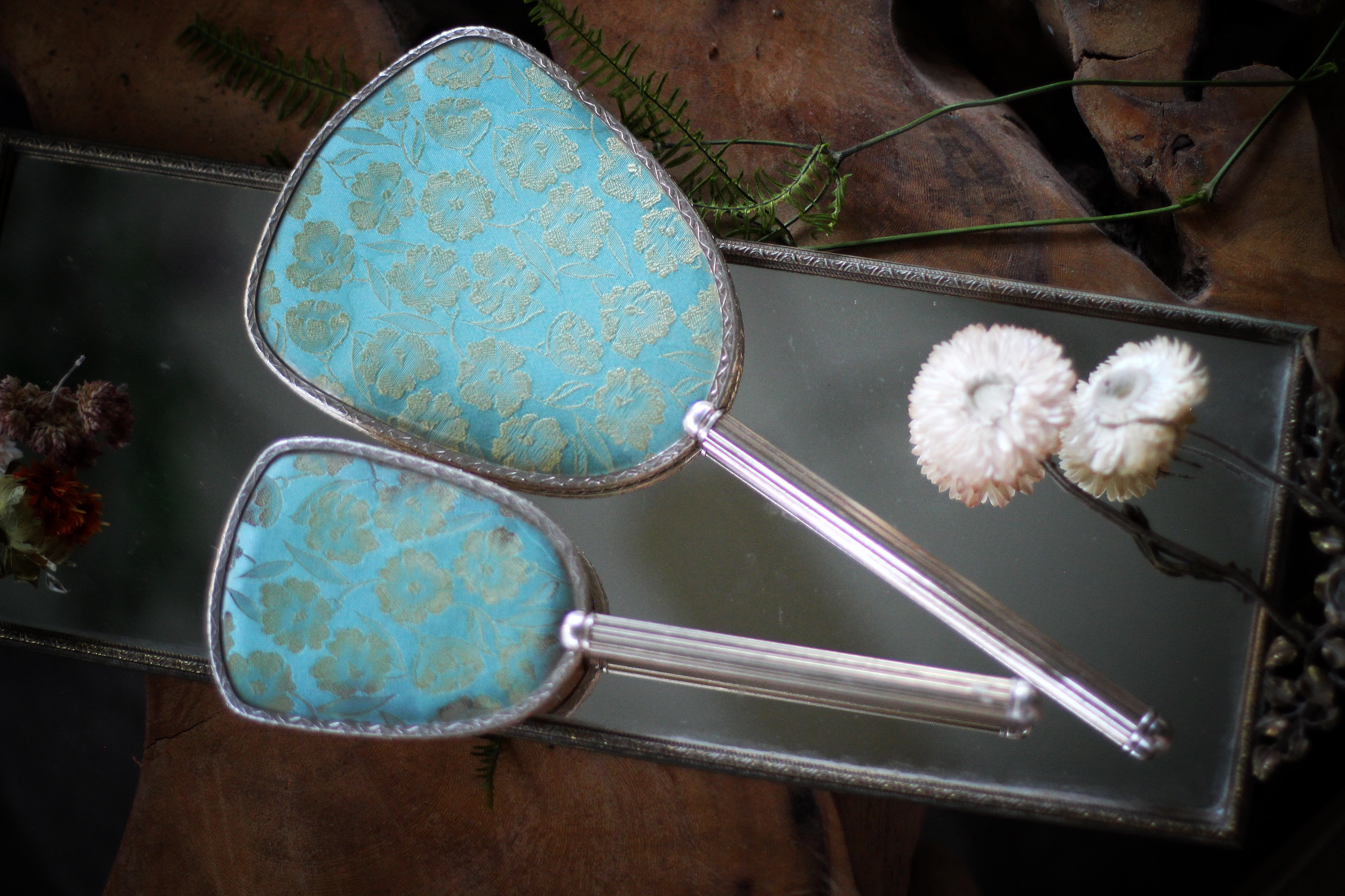 Antique Turquoise Floral Vanity Set