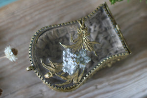 Antique French Victorian Floral Small jewelry Box
