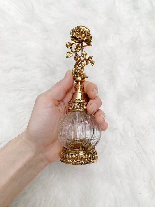 Antique Tall Floral Perfume Bottle