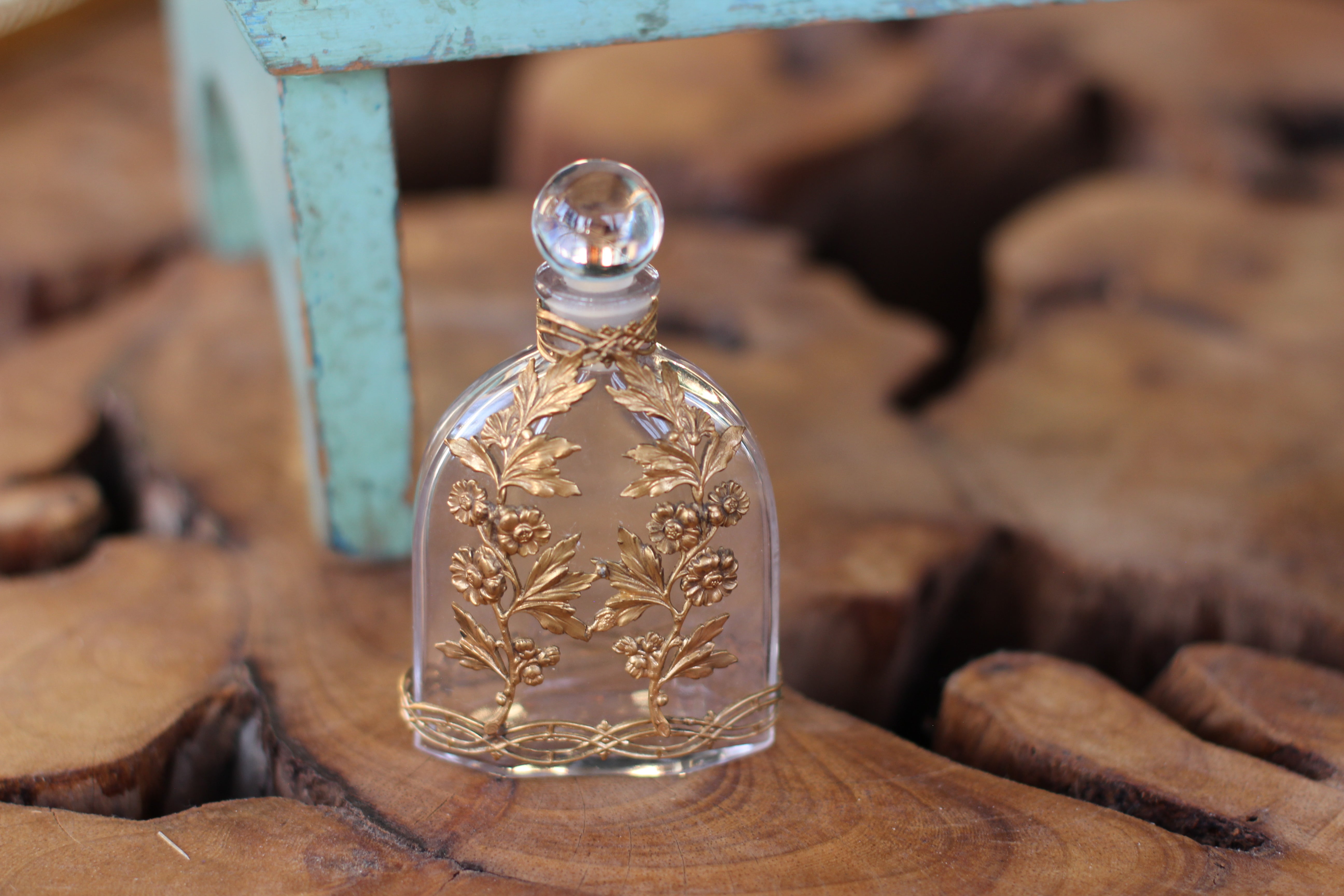 Antique Crystal Filigree Collar Perfume Bottle