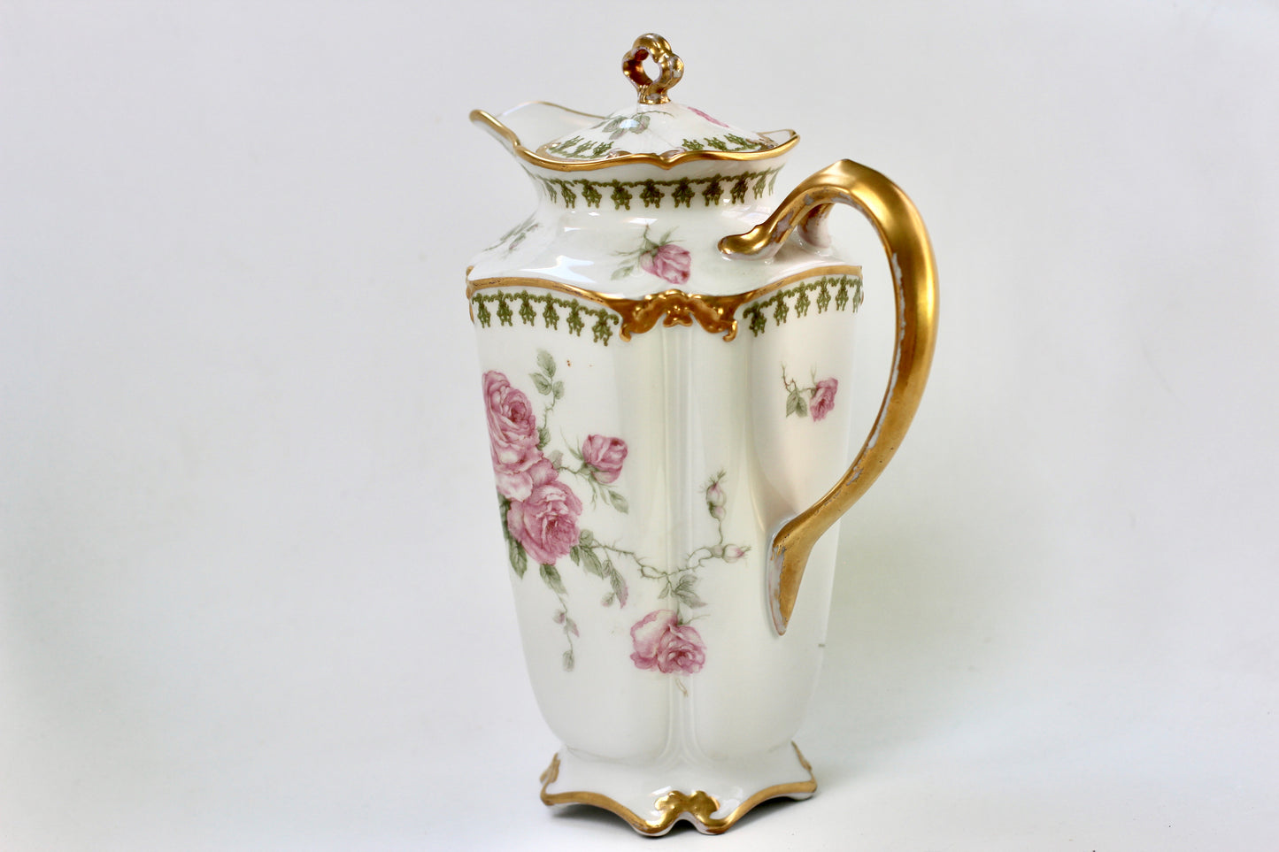 Vintage Limoges Floral Leaves Porcelain Tea Pot