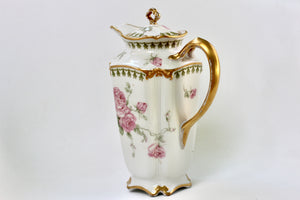 Vintage Limoges Floral Leaves Porcelain Tea Pot