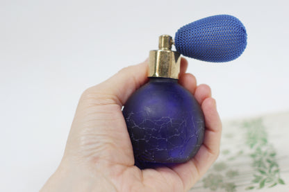 Antique Crackled Royal Blue Automizer Perfume Bottle