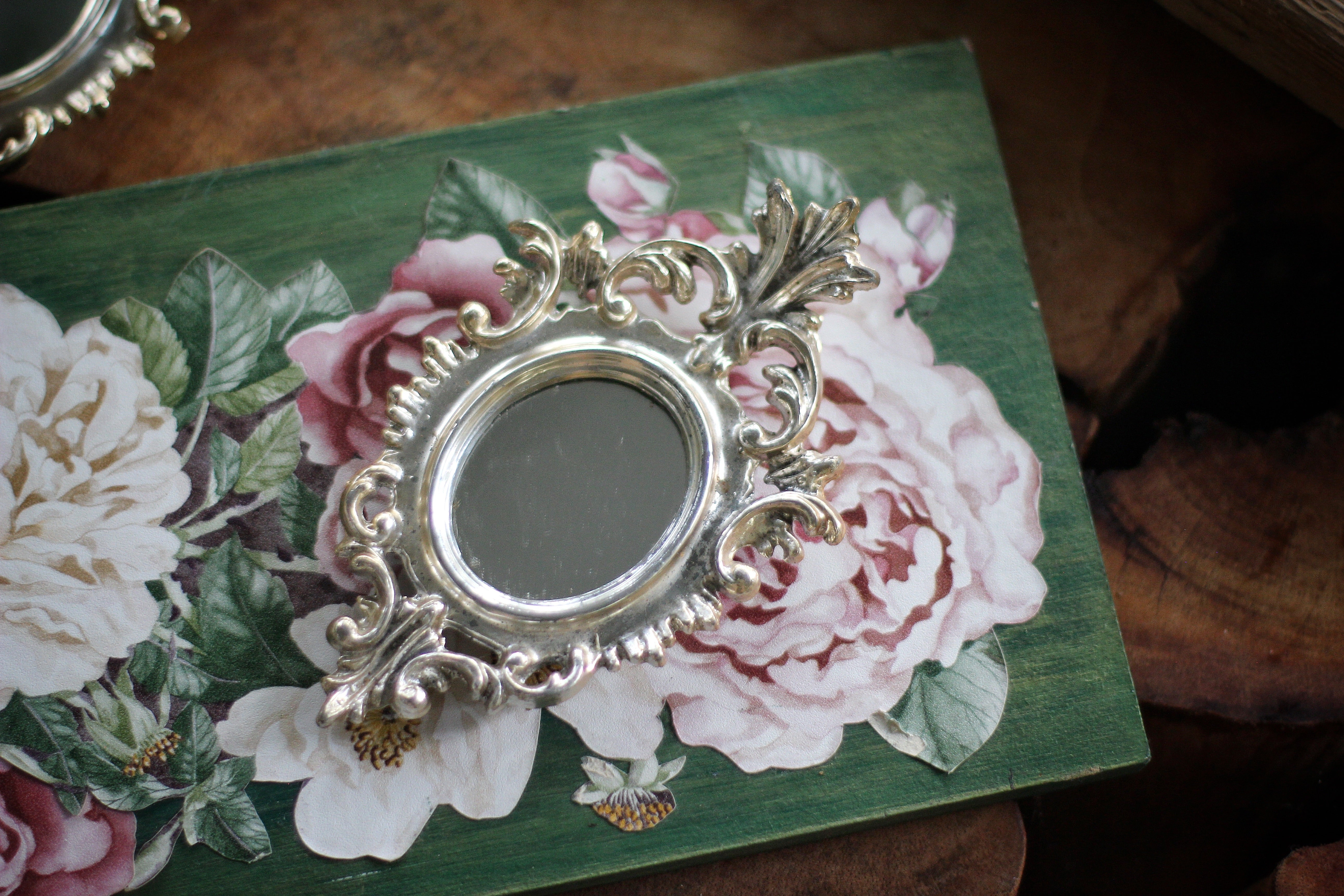 Antique Florentine Miniature Framed Mirror