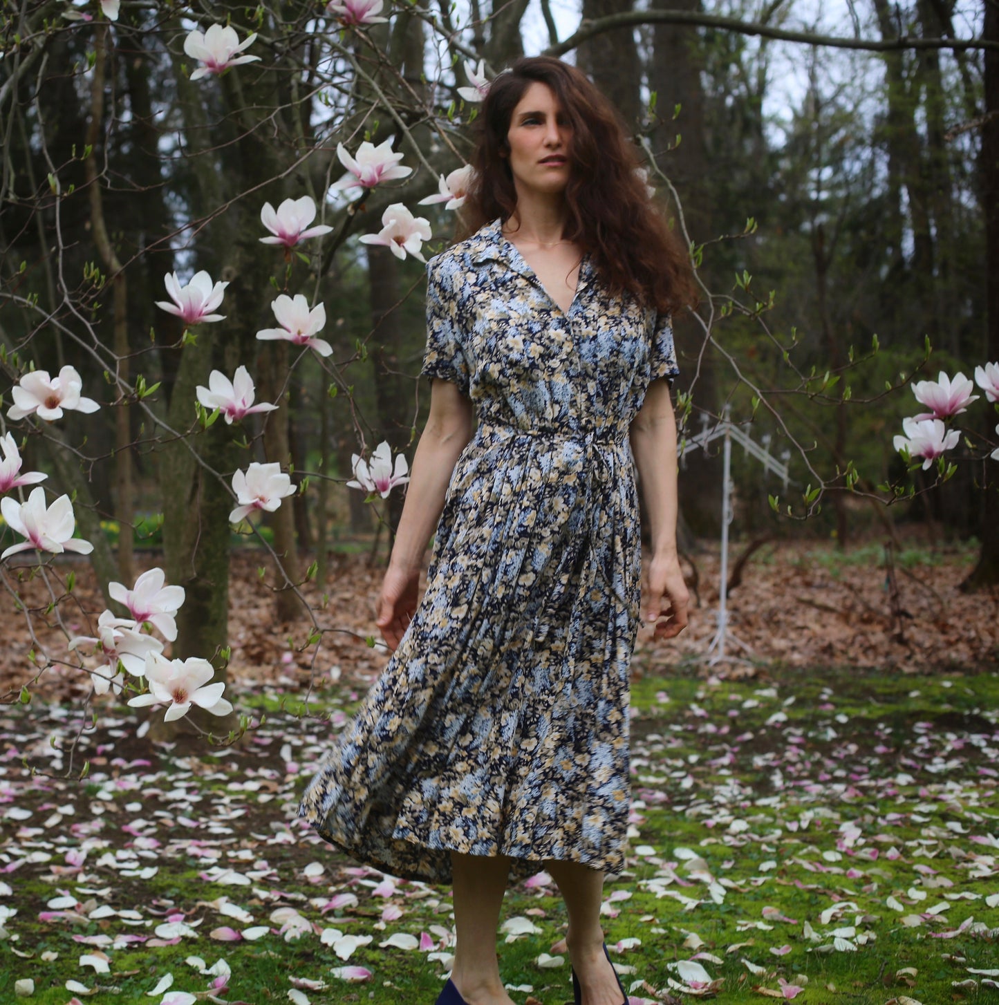 Vintage Floral Navy Laura Ashley Dress