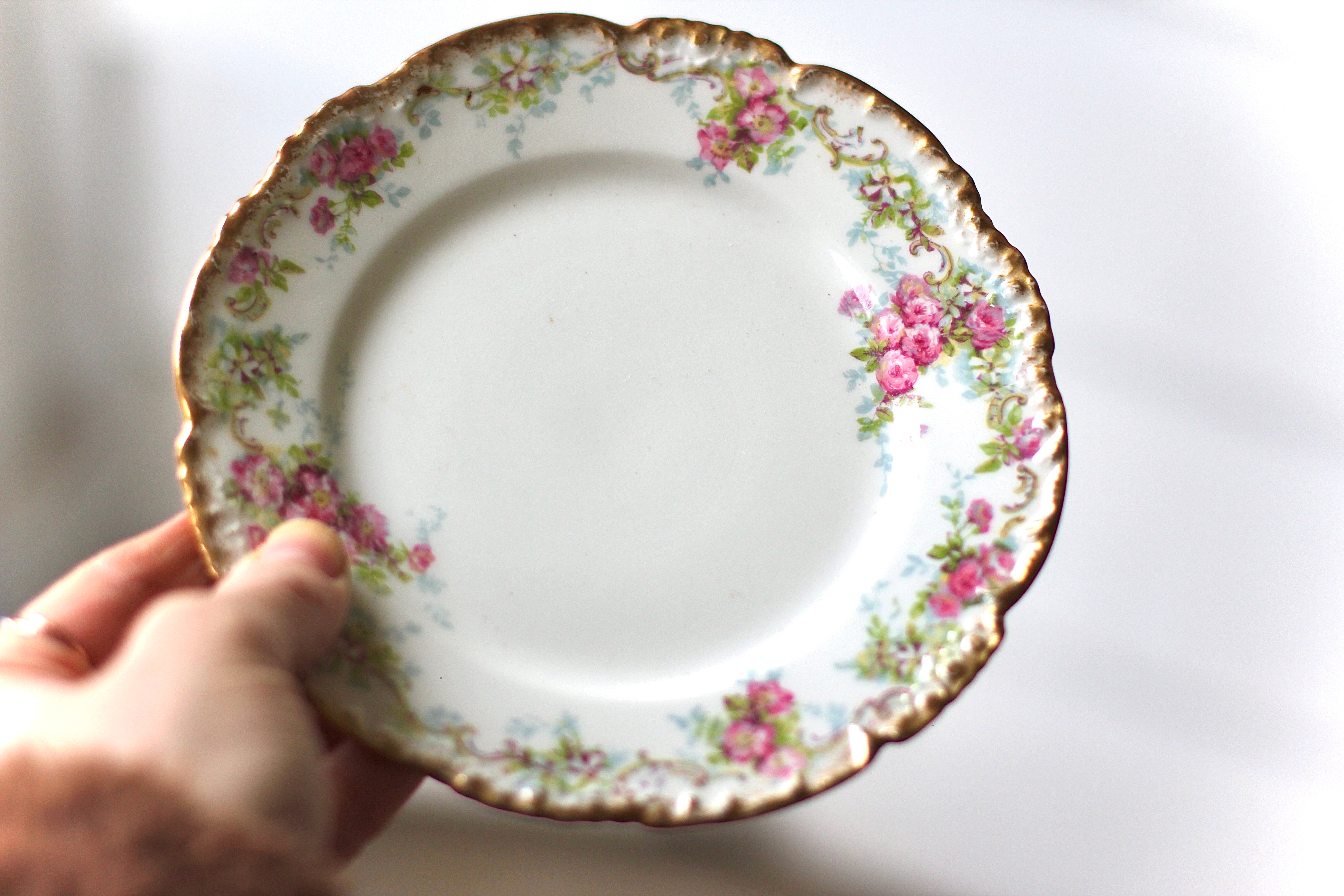 Vintage Limoges France Roses Porcelain Desert Plate