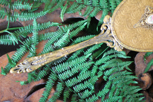 Antique Floral Gold Hand Mirror