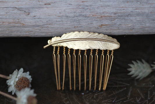 Made to Order* Small Feather Hair Comb