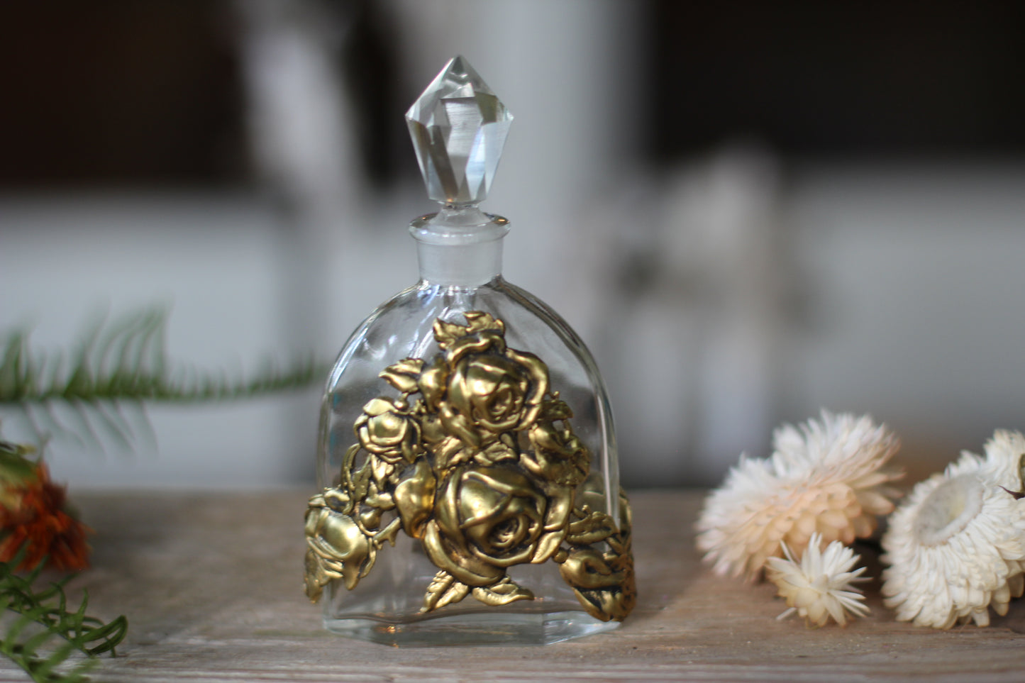 Antique Crystal Filigree Collar Perfume Bottle