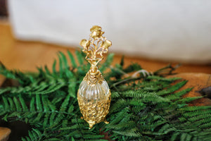 Antique Gold Floral Perfume Bottle