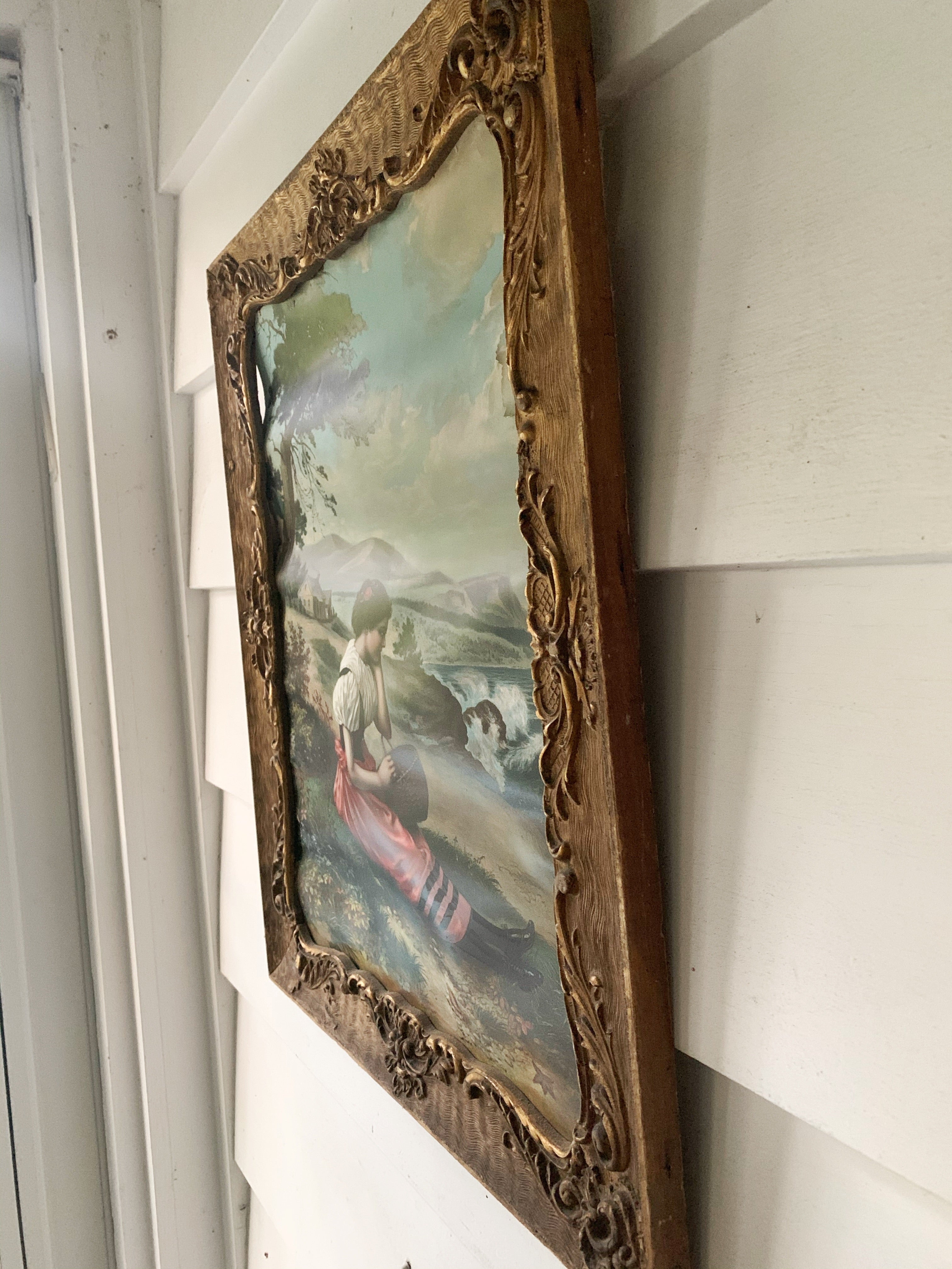 Antique Large Wood Victorian Bronze Frame