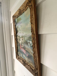 Antique Large Wood Victorian Bronze Frame