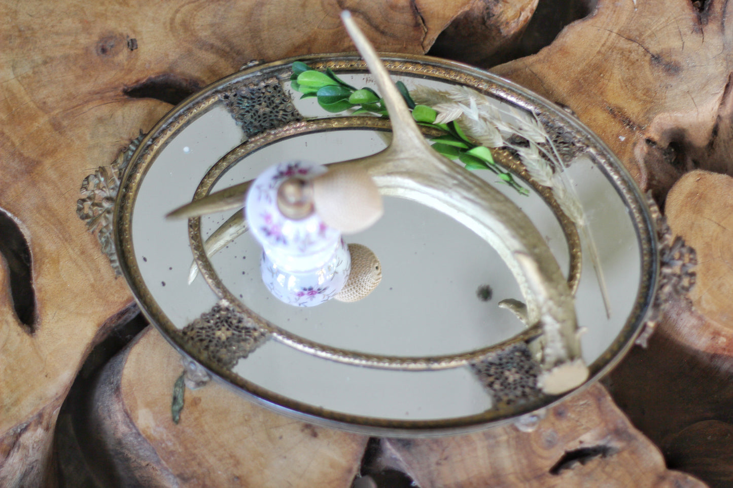 Antique Distressed French Victorian Mirror Tray