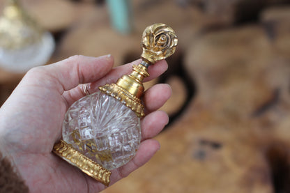 Antique Rare Stylebuilt Rose Glass Perfume Bottle