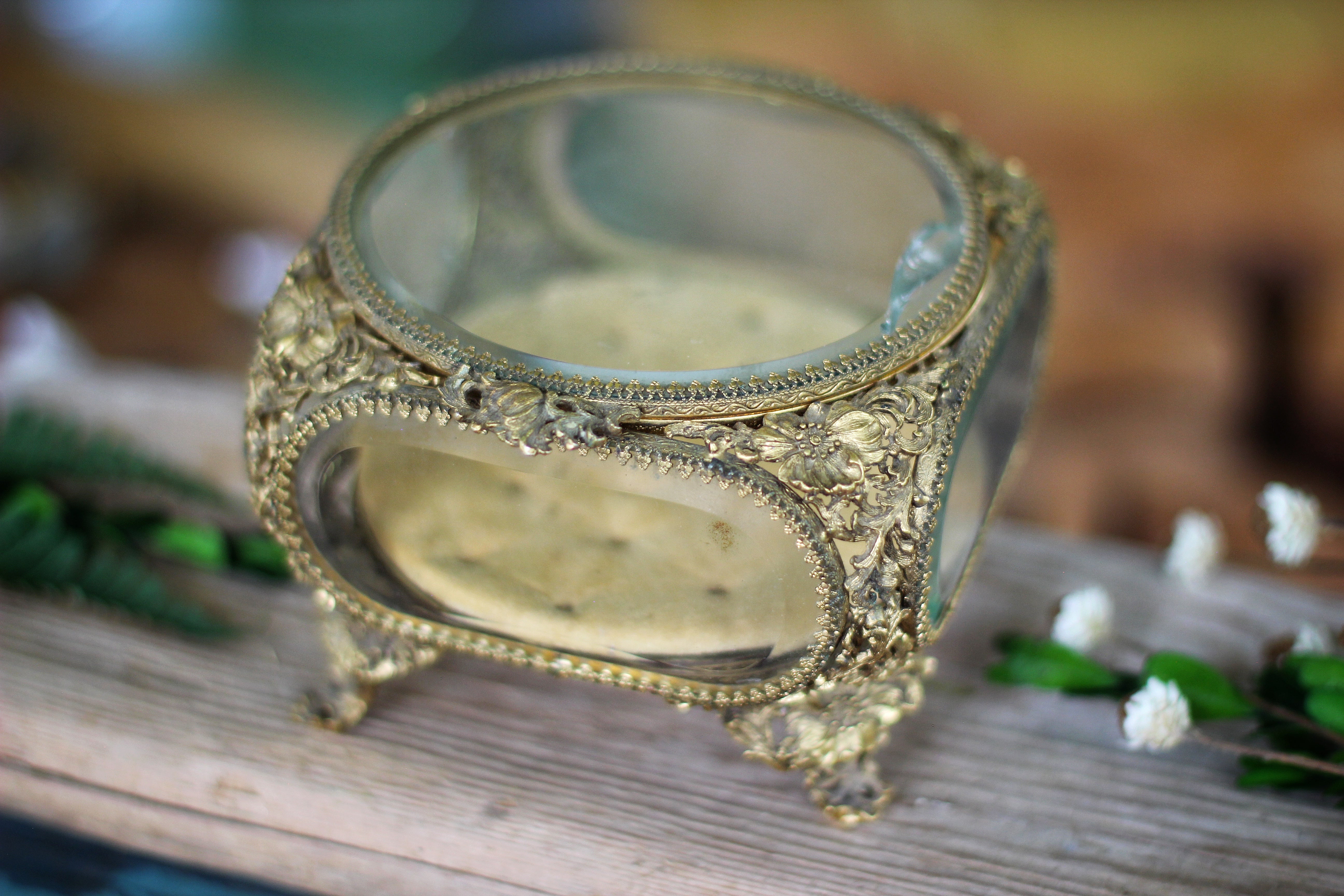 Antique French Victorian Dogwood Matson Jewelry Box