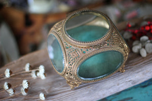 Antique Teal Jewelry Box