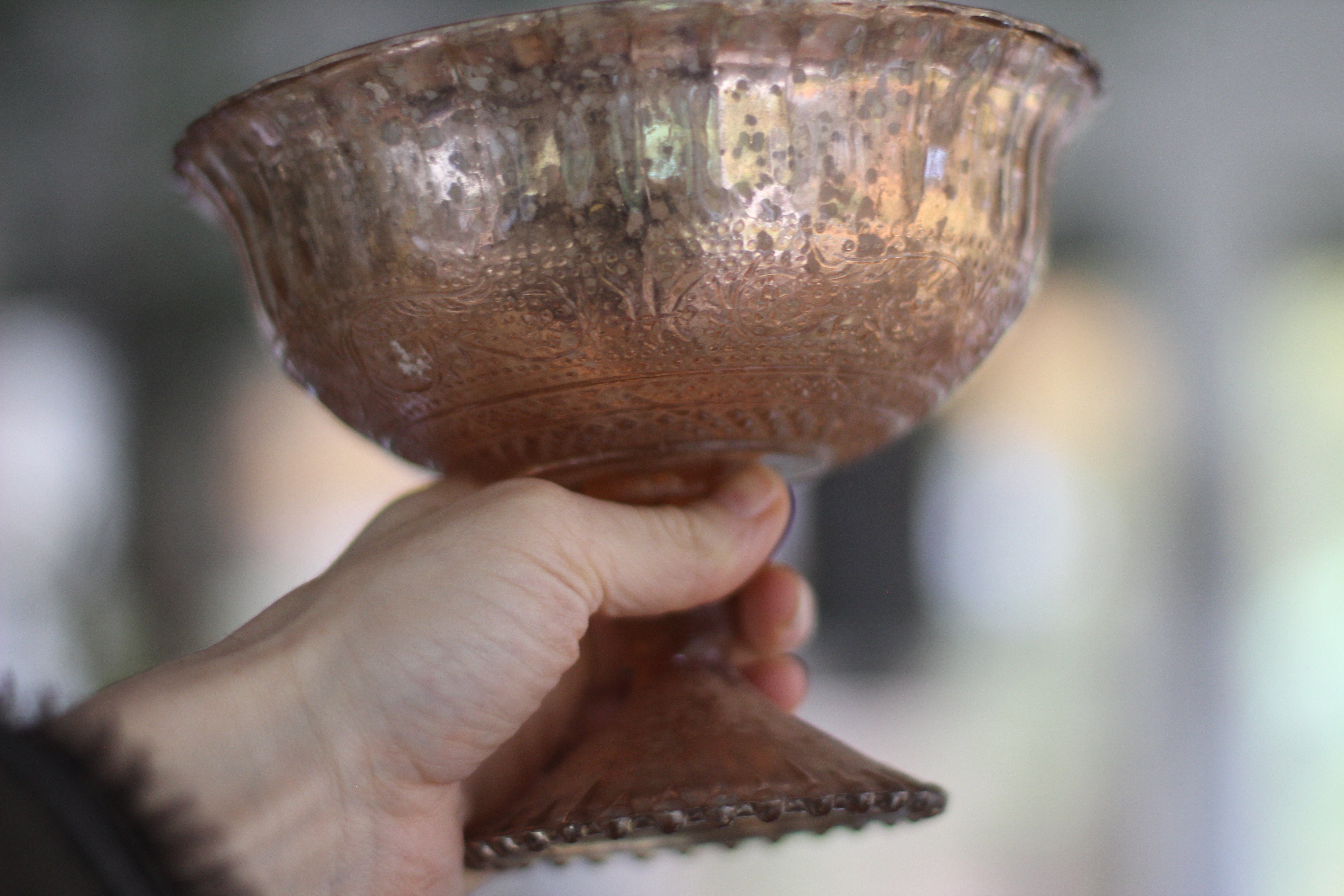 Vintage Distressed Glass Wedding Decor Vase Dish