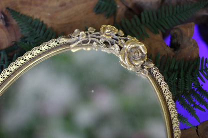 Antique Floral Roses Matson Mirror Tray