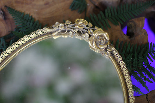 Antique Floral Roses Matson Mirror Tray