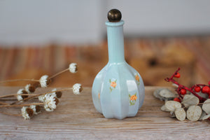 Antique Floral Roses Light Blue Perfume Bottle