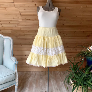 Vintage Yellow Lace Tiered Skirt