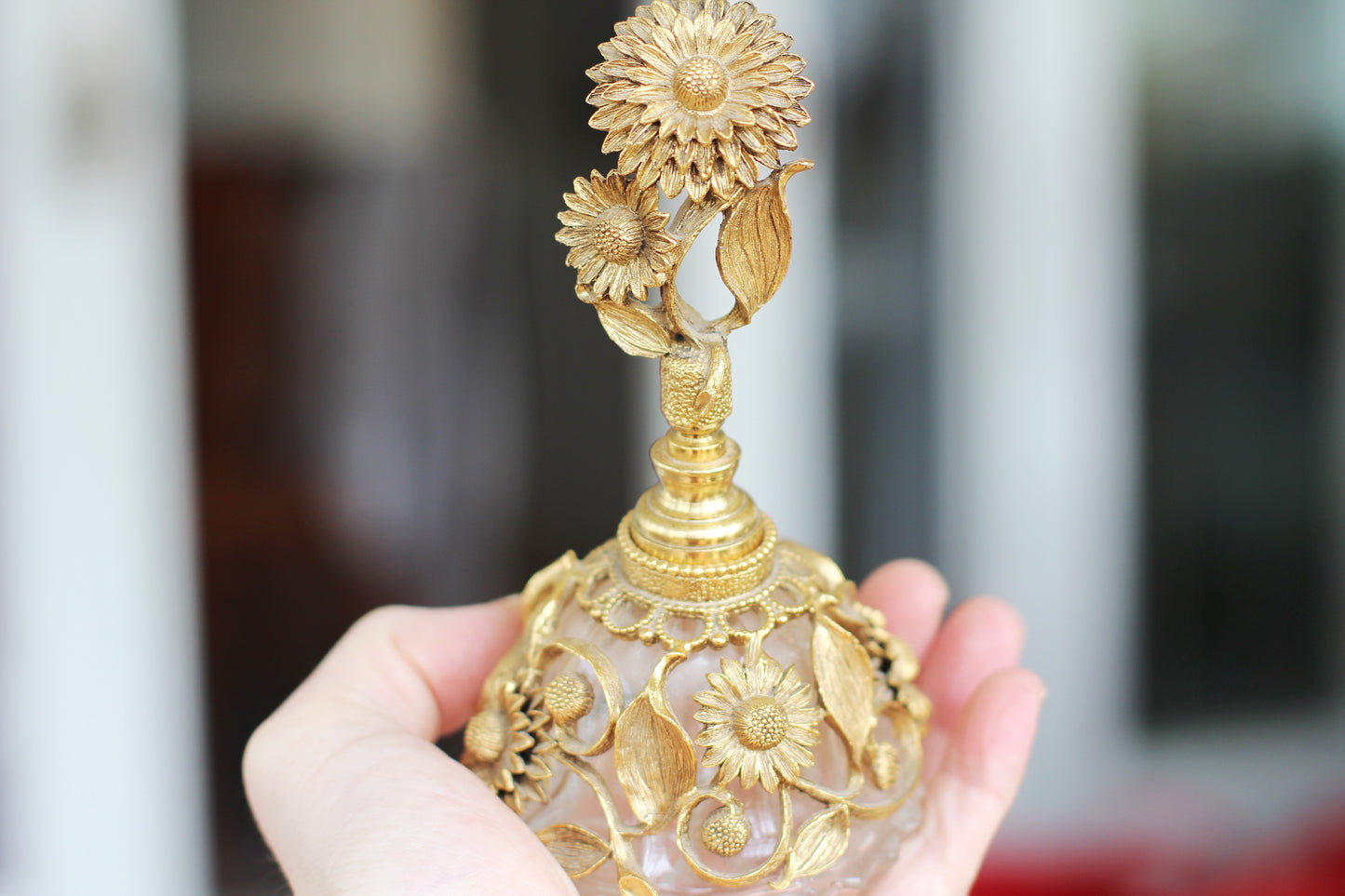 Antique Filigree Sunflower Matson Perfume Bottle
