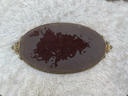 Antique Floral Filigree Mirror Tray