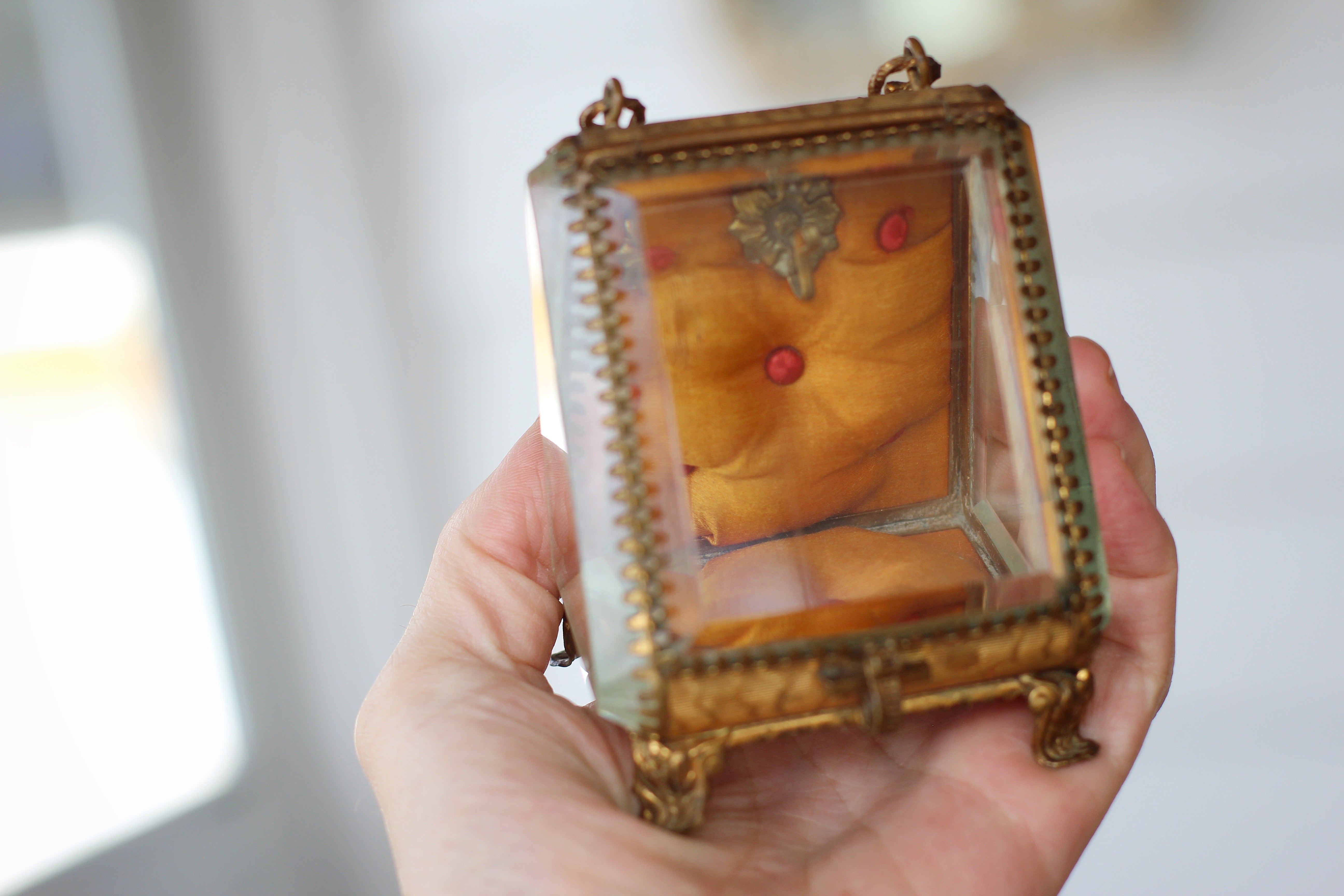 Antique Orange French Victorian Watch display case