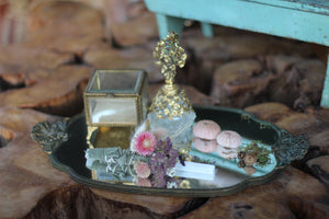 Antique Oxidized Filigree Mirror Tray