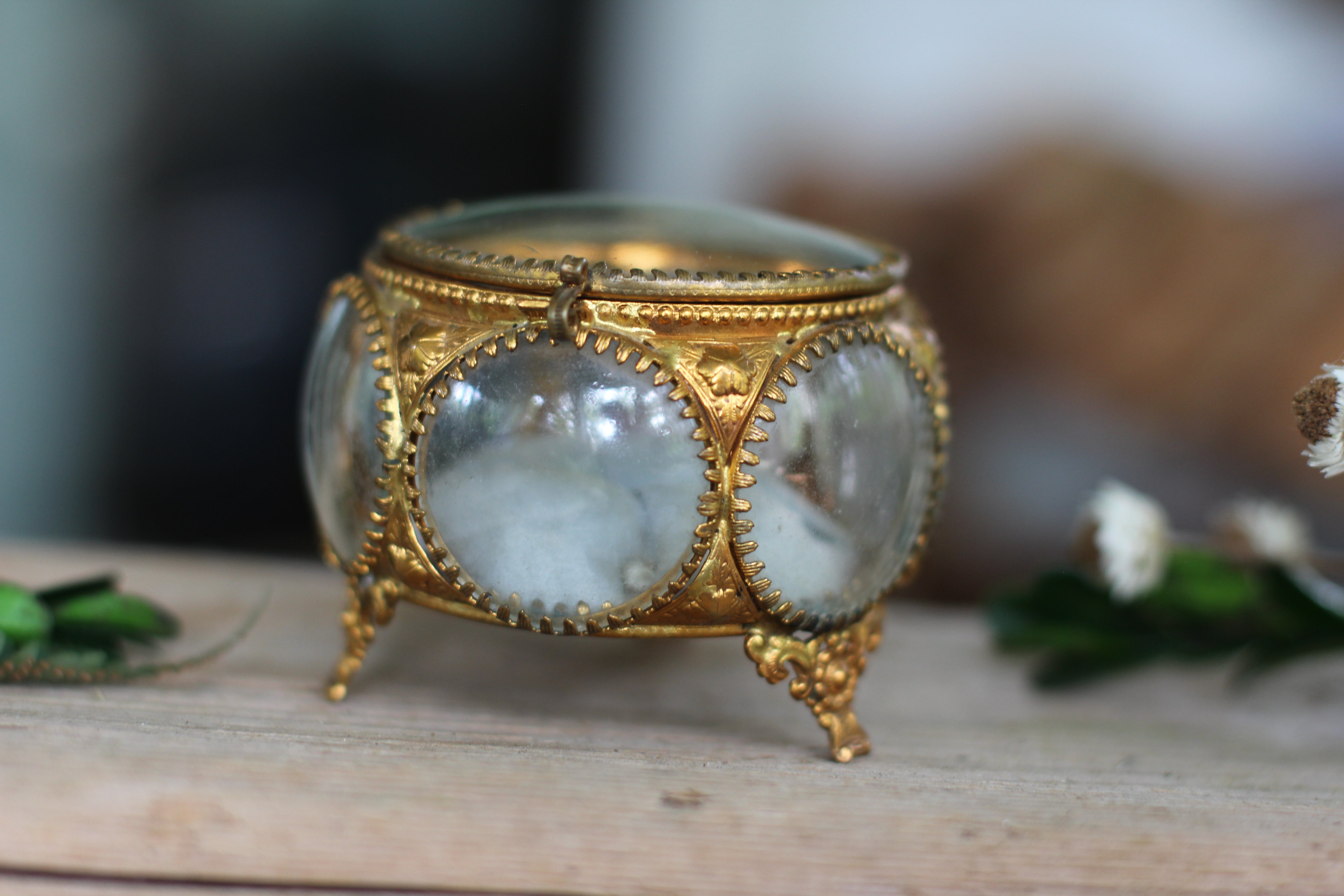 Antique French Victorian Dogwood Matson Jewelry Box