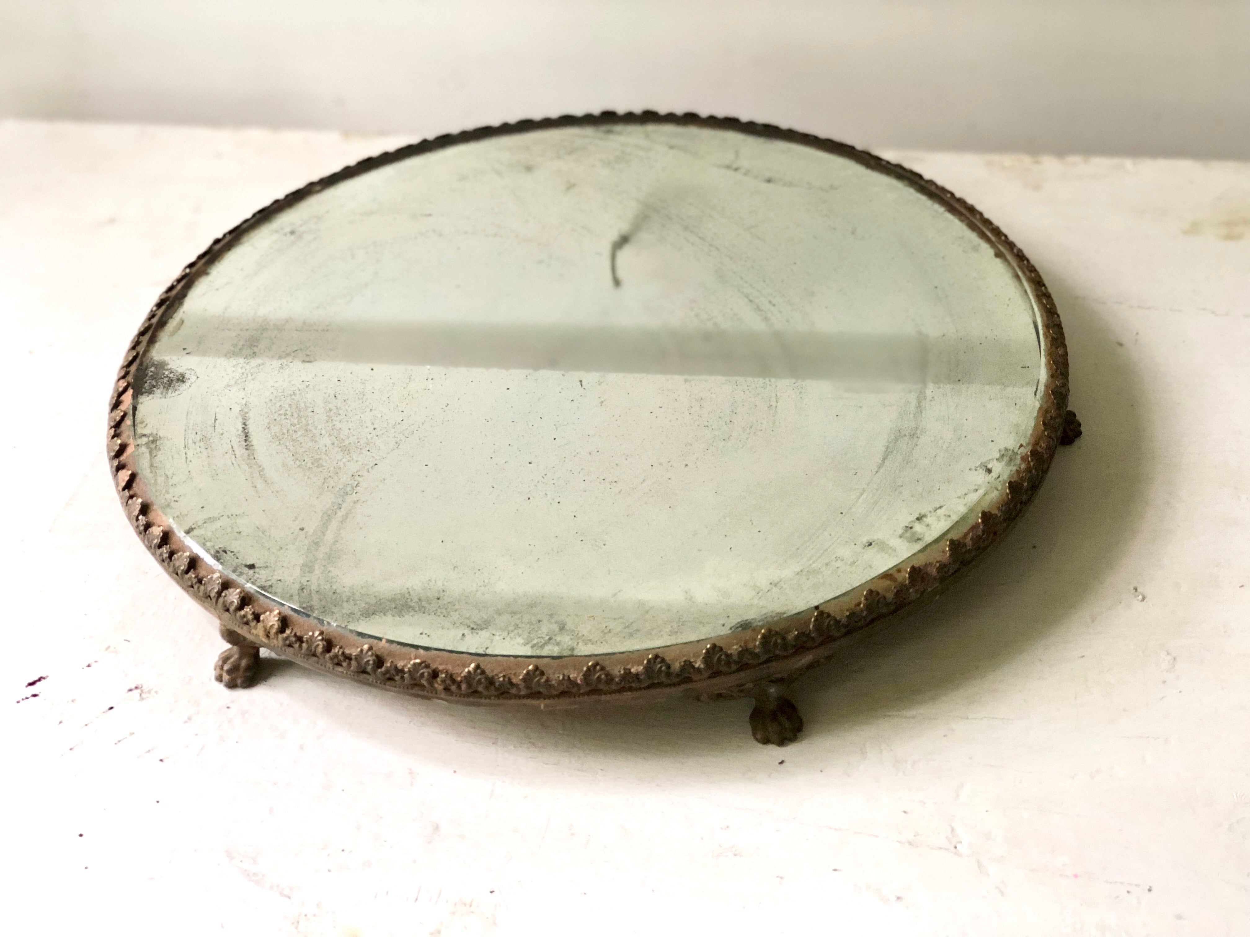 Antique Rounded Lion Feet Mirror Tray