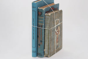 Three Antique Books Hardback Blue / Green Colors