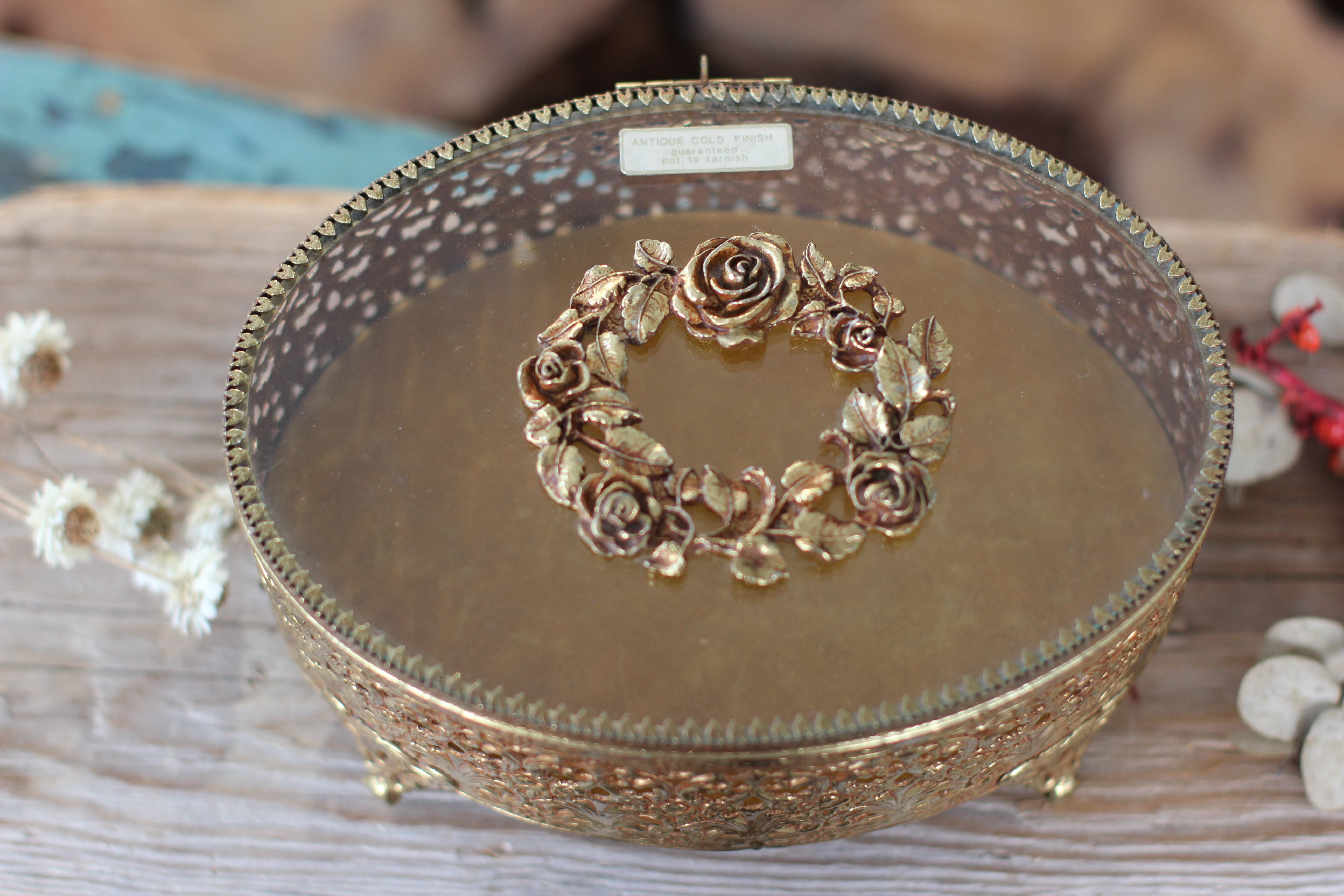 Vintage Floral Wreath Jewelry Box