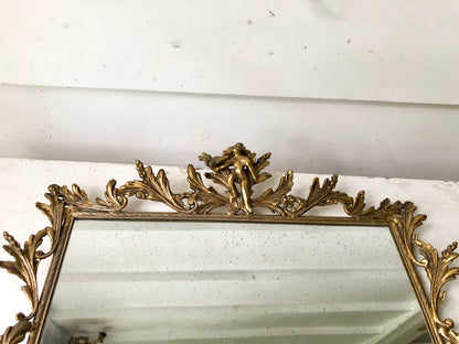 Antique Large Angels Vanity Mirror Tray
