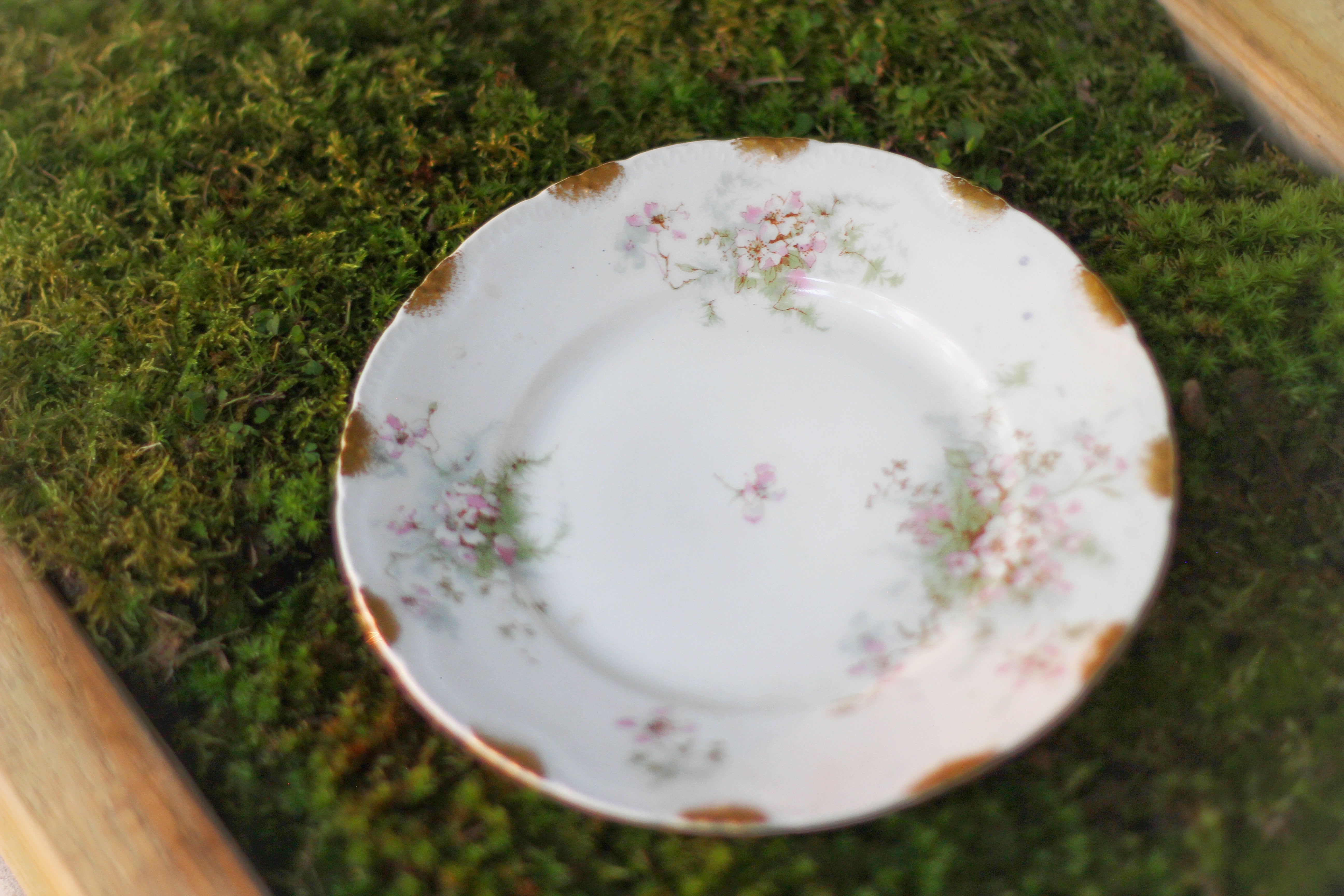 Vintage Limoges France Pink Flowers Porcelain Plate