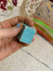 Antique Rustic Blue Cardboard Ring Box