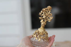 Antique Gold Tint Roses Matson Perfume Bottle