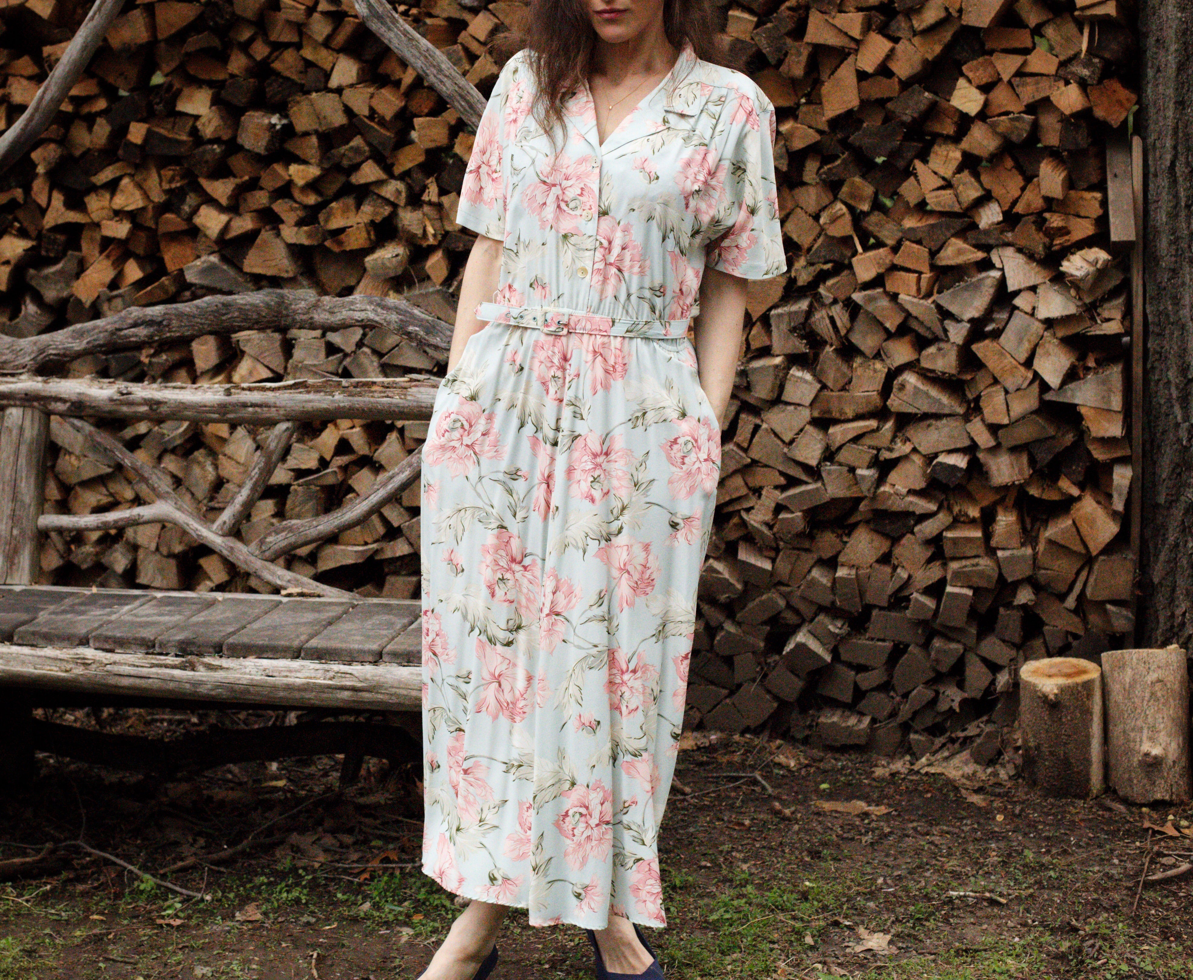 Vintage Peonies Floral Carol Anderson Dress