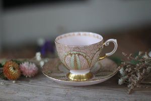 Vintage Pink Gold Mint Tuscan Tea Cup Set