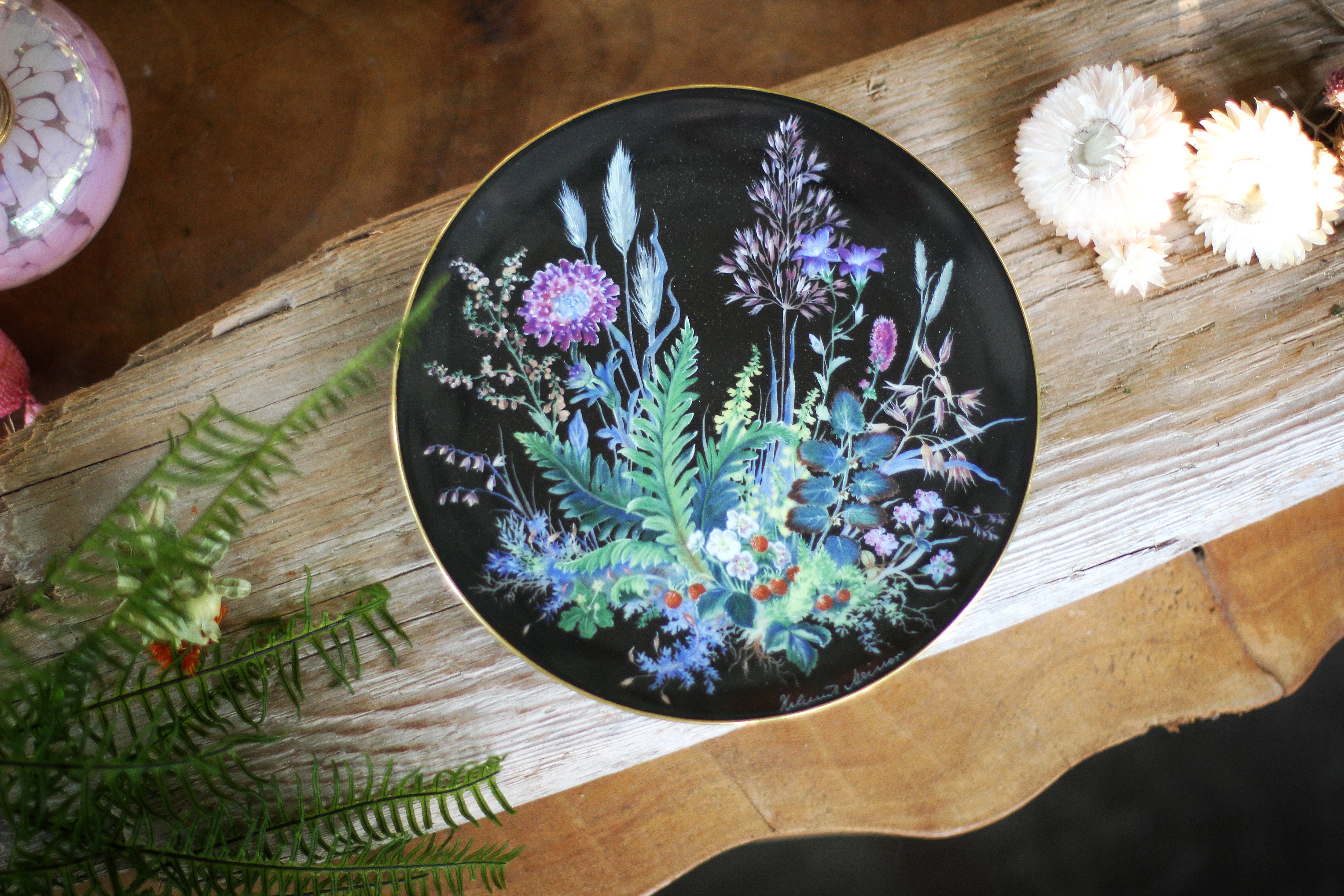 Vintage Meiner Floral Porcelain Plate