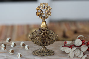 Antique Bronze Filigree Perfume Bottle