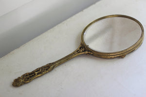 Antique Floral Hand Mirror