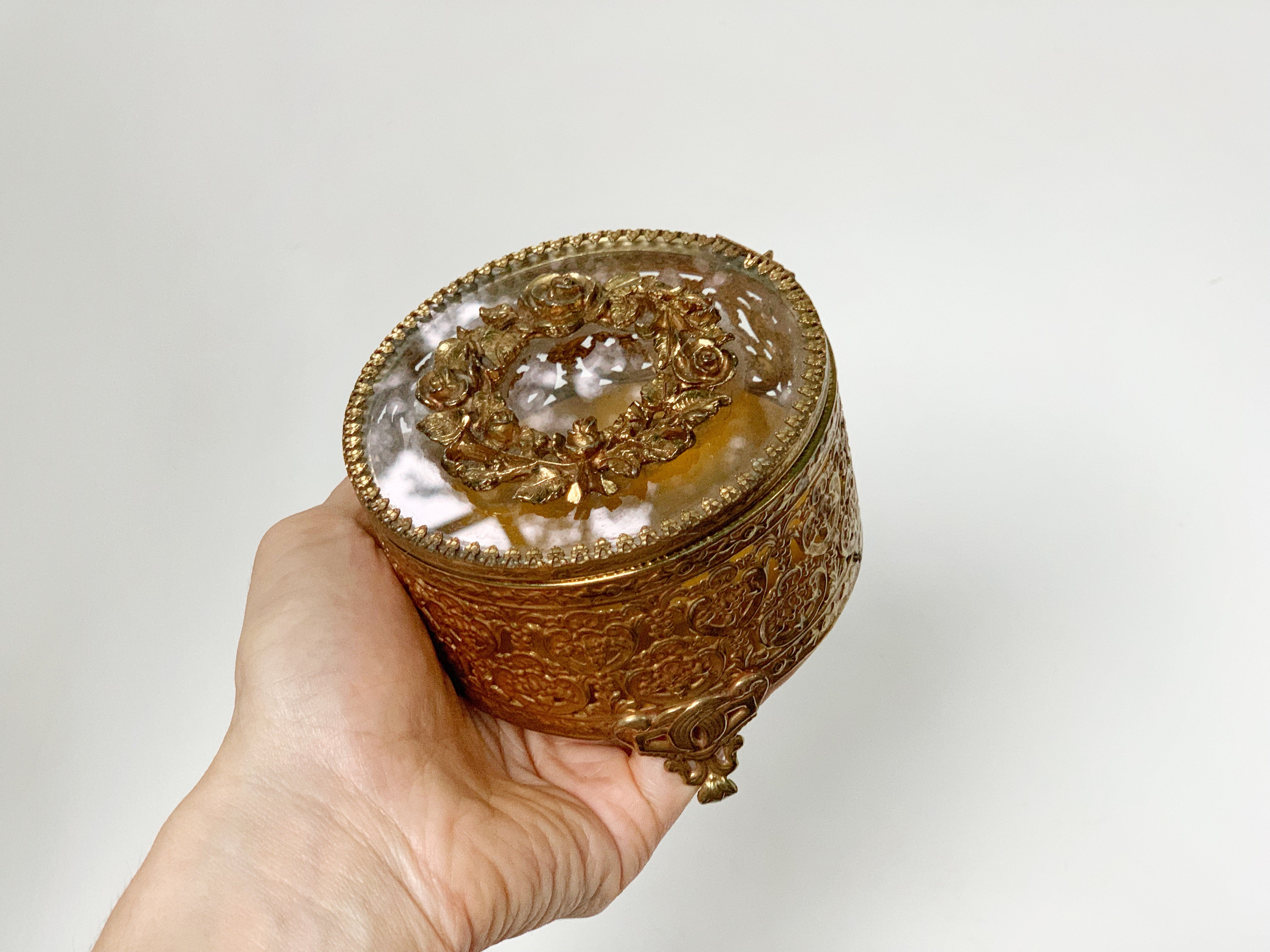 Antique Floral Wreath Victorian Jewelry Box